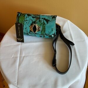 Sharif Green and Black Belt Bag with Leather STRAPS BNWT
